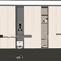 Modern White Built in Shoe Cabinet Design With Storage Shelves And Decorations