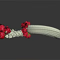 White Woven Fashion Accessory With Red Flower Decorations For Stylish Clothing