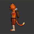 Orange Cat Game Movie Character with Green Eyes Bow Arrow Quiver Arms Outstretched