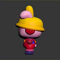 Cute Game Movie Cartoon Characters With Yellow Hat Pink Body Red Overalls And Purple Shoes
