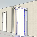 Light Colored Sliding Door With White Frame And Smooth Surface In Minimalist Design