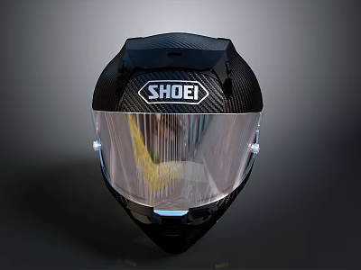 Motorcycle Helmet SHOEI Black Carbon Fiber Shell With Clear Visor 3d model