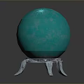 Vibrant Green Glossy Sphere On Metallic Silver Decorative Stand Base