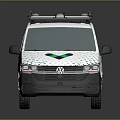 White Volkswagen Van With Green And Blue Pattern Roof Rack And AmeiLin Logo
