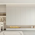 Modern Apartment Interior With White Cabinetry Fireplace And Minimalist Design