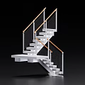 Modern Staircase With White Steps Wooden Handrails And Metal Railings