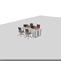 Modern Office Desk Chair Set With White Table Orange Chairs And Computer Monitors