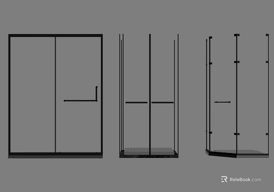 Modern Interior Partition Designs With Various Structural Styles And Glass Panels 3d model 
