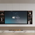 Modern TV Wall Unit With Storage Shelves Fireplace And Decorative Elements 3d model
