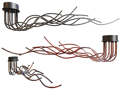 Modern Ceiling Light With Twisted Colorful Wires And Unique Design 3d model