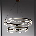 Modern Curved Multi Ring Chandelier With LED Light For Interior Design 3d model