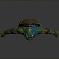 3D Ninja Turtle Character Model With Green Skin Blue Headband And Orange Shell
