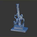 Ancient Stone Sculpture Depicting Rider on Horseback with Loyal Dog Companion Figure