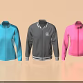 Sporty Blue Gray Pink Jackets with Zip Closure and Contrast Collar Designs