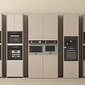 Sleek Modern Kitchen Appliances With Oven And Coffee Machine In White Cabinets