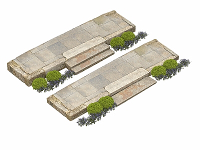 Chinese-style stone steps 3d model