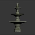 Three Tier Stone Fountain With Classical Design And Circular Base For Outdoor Garden Decoration