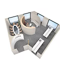 Public Office Space Open Layout With Multiple Workstations Meeting Areas And Central Functional Zone