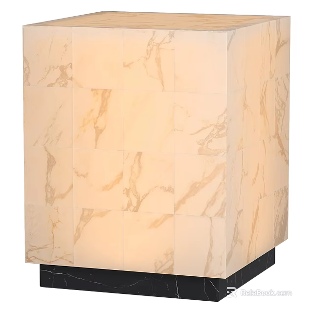 Elegant Modern Marble Table Lamp With Natural Texture And Stable Black Base Design 3d model