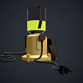 Retro Electric Apparatus With Transparent Glass Container Yellow Liquid Metal Base And Power Cord