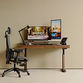 Modern Height Adjustable Desk And Ergonomic Chair Set For Cozy Home Office Workstation Setup