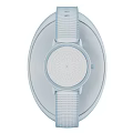 Elegant Minimalist Watch With White Dial Black Leather Strap And Silver Bezel On Blue Cushion