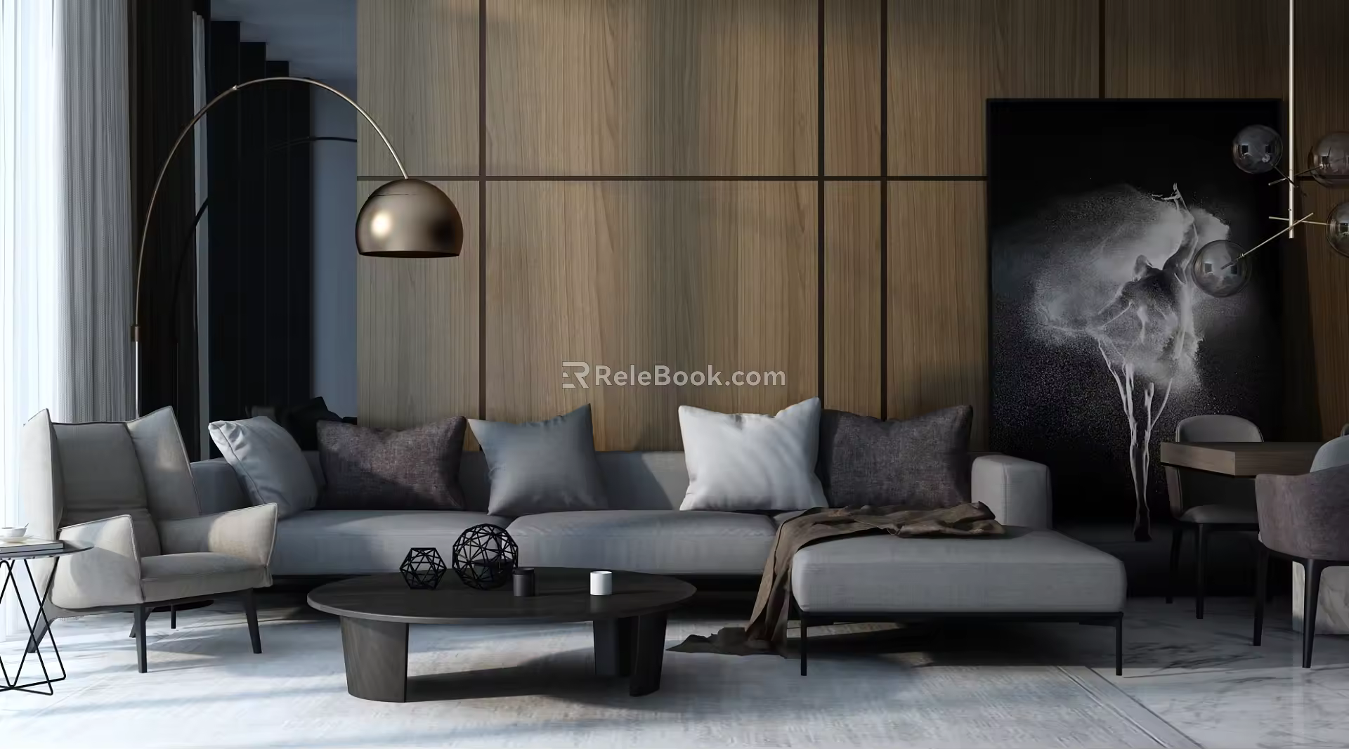 Modern sofa coffee table combination 3d model
