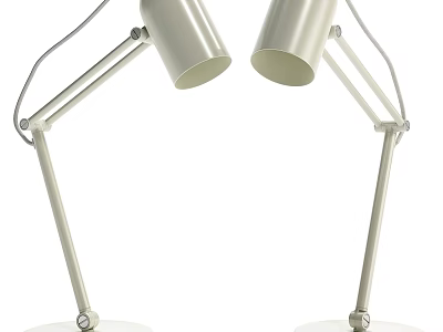 Modern Adjustable Desk Lamps with Metal Arms and White Shades for Home Office Use 3d model