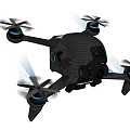 Modern Drone With Four Propellers Blue LED Lights And Dark Carbon Fiber Body