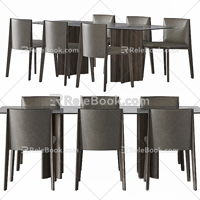 Seat Table Dining Table and Chair Combination Single Chair Chair Dining Table 3d model