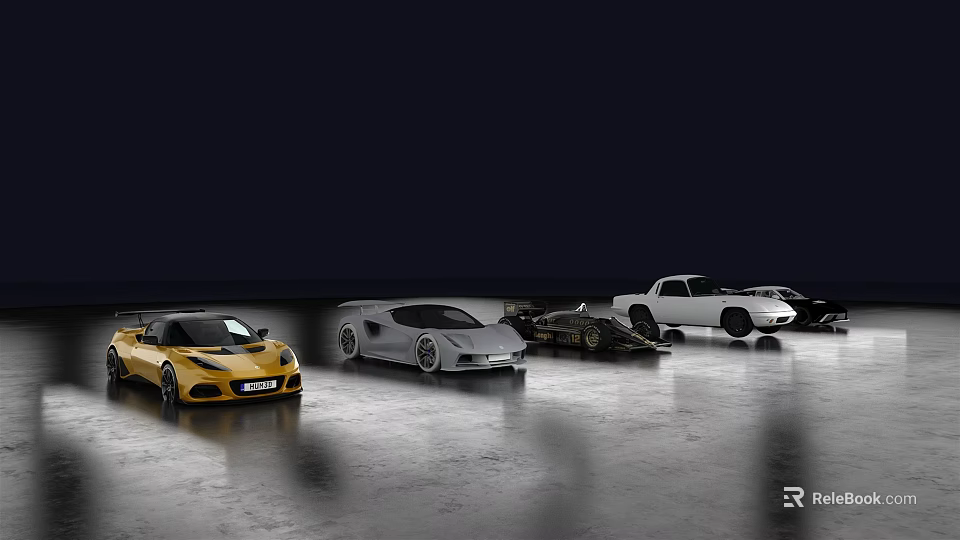 Luxury Sports Cars In Various Colors With Stylish Designs And Modern Exteriors 3d model 