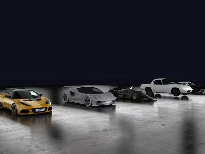 Luxury Sports Cars In Various Colors With Stylish Designs And Modern Exteriors 3d model
