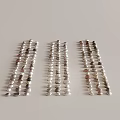 Handmade Stone Wood Beaded Strings Neatly Arranged Three Rows on White Background 3d model