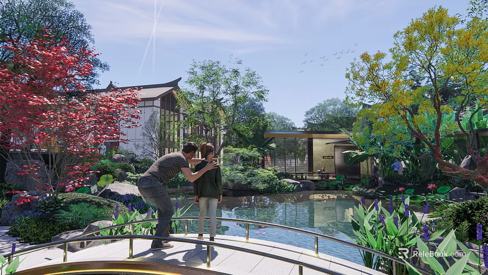 Outdoor Pergola Design In Garden With Wooden Structure Green Plants And Seating Area 3d model 