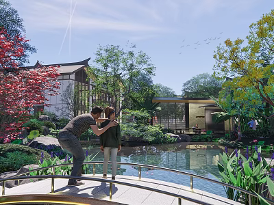 Outdoor Pergola Design In Garden With Wooden Structure Green Plants And Seating Area 3d model