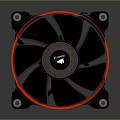Electronic Cooling Fan With Red LED Light Black Blades And White Mounting Brackets Design