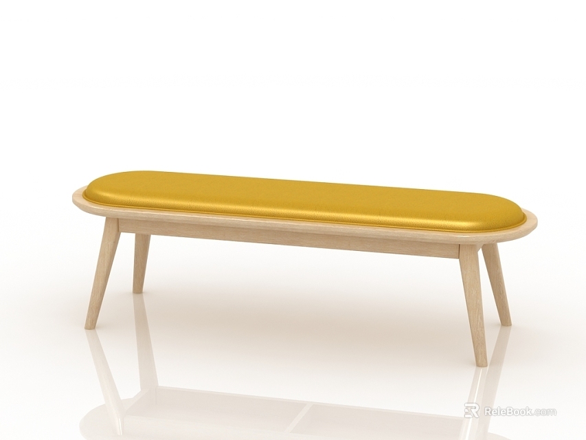 Elegant Modern Massage Bed With Golden Cushion And Sturdy Wooden Legs 3d model 