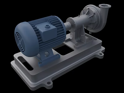 Industrial Pump Equipment Featuring Electric Motor And Robust Base Frame Structure 3d model