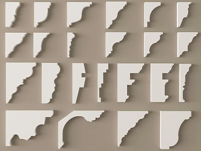 Various Gypsum Moldings With Different Decorative Styles For Home Interior 3d model
