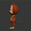 Cartoon Monkey Character 3D Model With Red Fur Big Ears Open Arms And Friendly Expression 3d model
