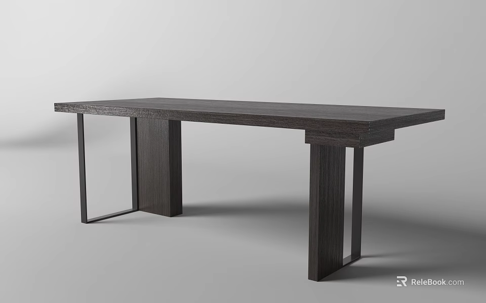 Modern Wooden Desk With Sleek Design And Metal Frame Legs Contemporary Home Office Furniture 3d model 