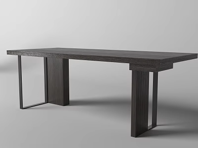 Modern Wooden Desk With Sleek Design And Metal Frame Legs Contemporary Home Office Furniture 3d model