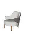 Modern Cozy Single Sofa With Plush Fabric Upholstery Curved Arms And Wooden Legs