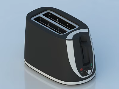Modern Black And Silver Toaster Kitchen Appliance With Control Buttons And Indicator Lights 3d model