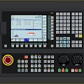 Industrial Computer Control Panel with Touch Screen Red Emergency Button Multiple Function Buttons and Knobs