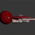 Long Metal Decorative Staff With Pink Curved Top And Red Spherical Ornament