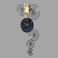 Pair of Decorative Wall Clocks With Dark Dial Golden Hands And Intricate Metalwork