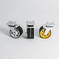 Sturdy Caster Wheels with Silver Metal Brackets Black and Yellow Rubber Tires