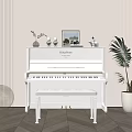 Elegant White Piano and Art Supplies in Modern Room Interior Design
