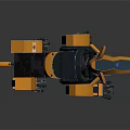 Yellow And Black Mechanical Dog With Robotic Joints And Metal Structure